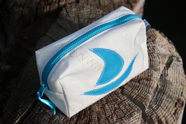 Segeltuch Kosmetiktasche eckig mit Boot türkis